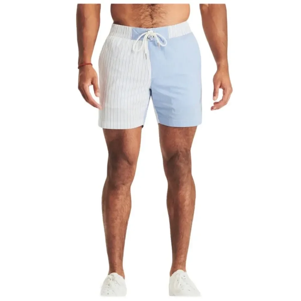 Ser.O.Ya Mens Size Small NEW Ziggy Swim Trunk Shorts in Blue Stripe Combo NWT